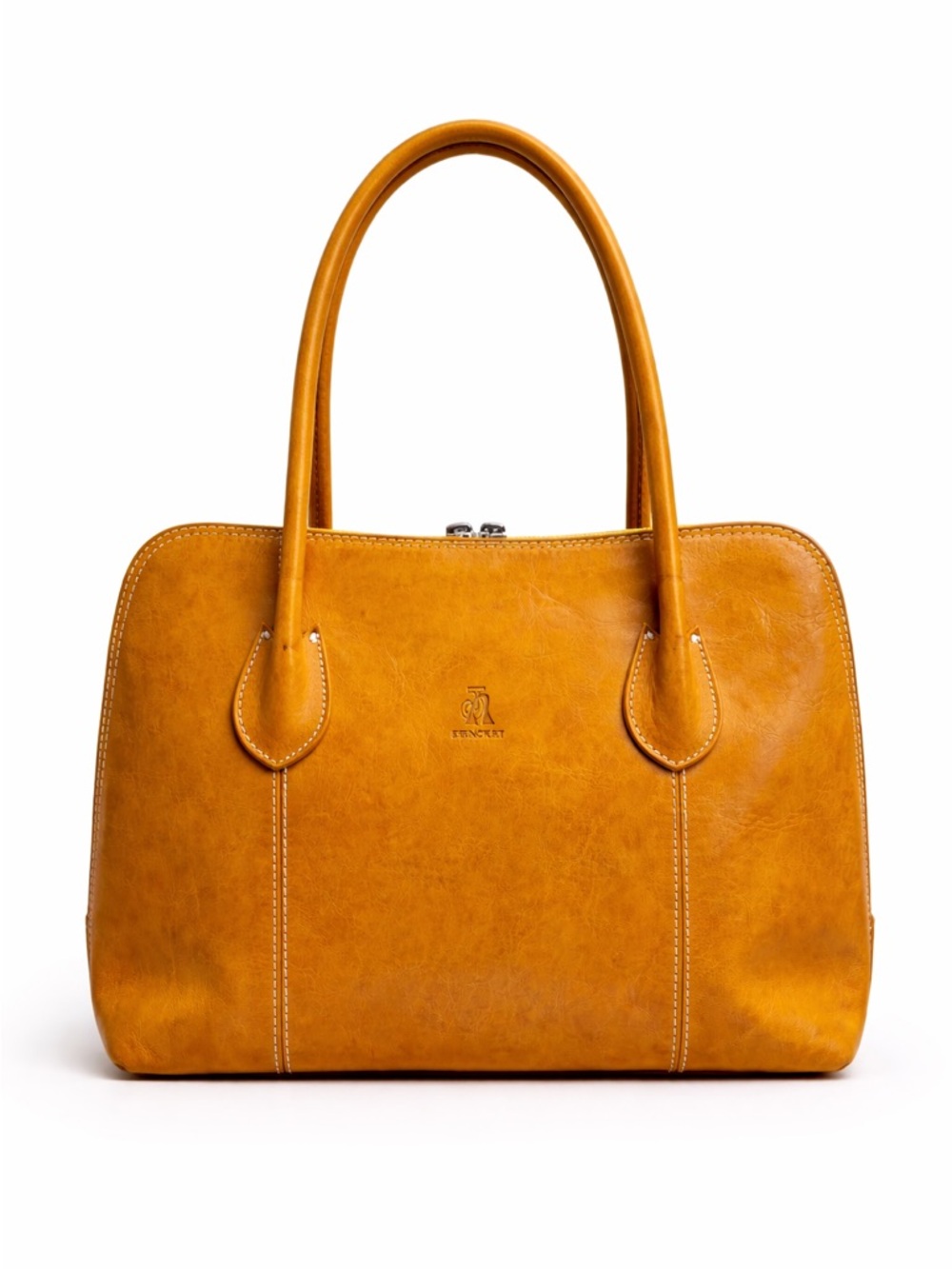 Boutique Italian Leather Tote Bag Mustard Yellow Made in Italy
